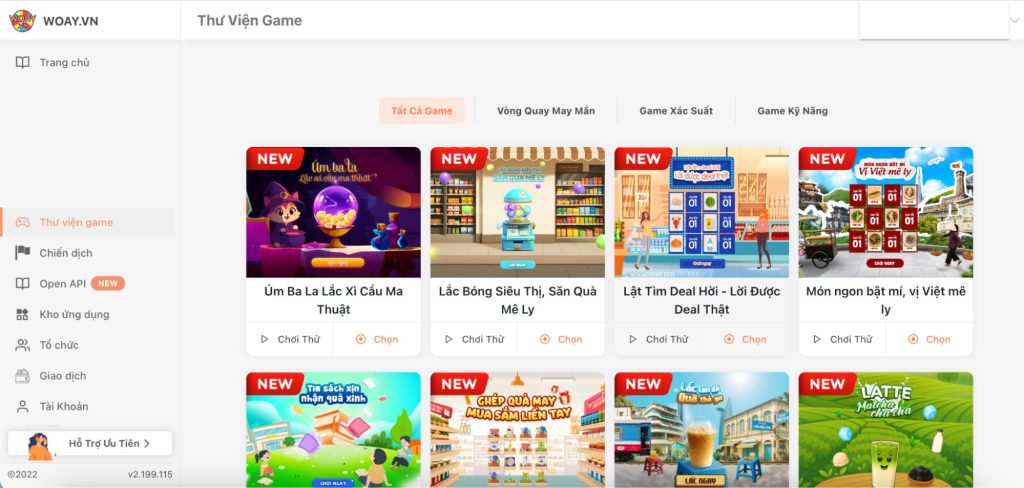 Woay cung cấp thư viện game đa dạng
